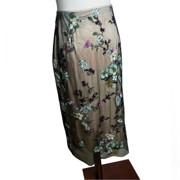 NWOT Vince Begonia Embroidered Flowered Sequin Skirt – Sz 4 - Picture 5 of 10